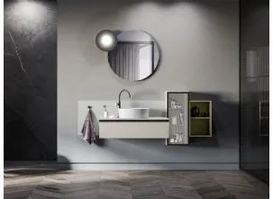 Mobile da Bagno sospeso Deep 06 in laccato effetto cemento perla di Birex