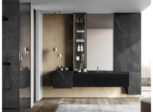 Mobile da Bagno sospeso Facto 08 in essenza rovere carbone e gres di Birex